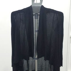 Asymmetrical cardigan open front black Sandia Angelazzi size 1 . Small. J1